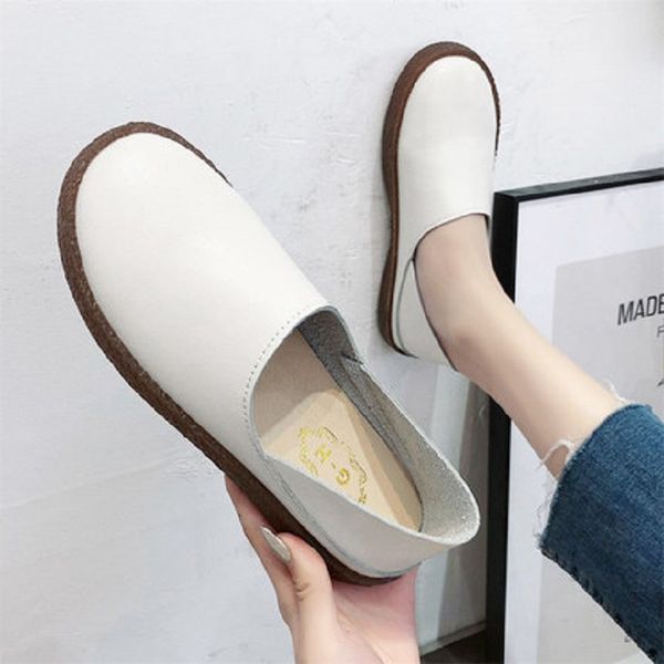 

peas shoes female 2019 autumn new flat bottom shallow mouth single shoes tendon soft bottom lazy one foot female casual, Black