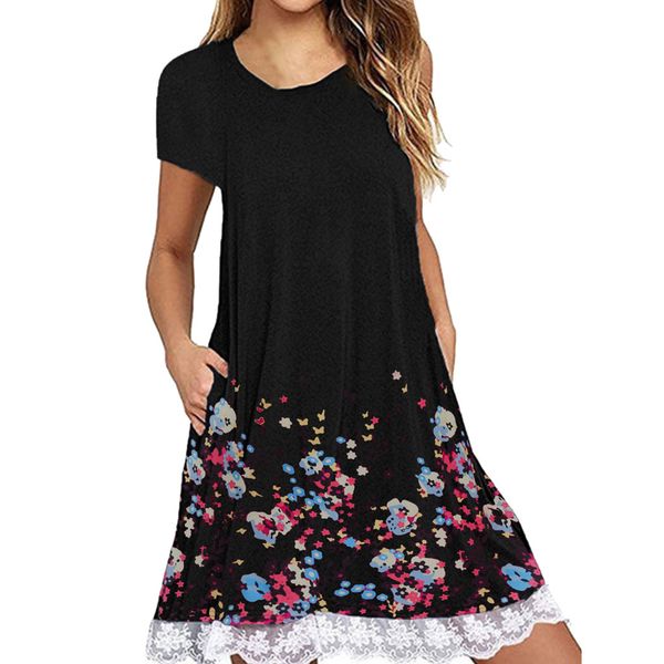 

вечеринка пляж платье женщины лето 2019 свободные богемное сарафан винтажный цветочный принт сексуальный мини женщин летнее платье с коротки, Black;gray