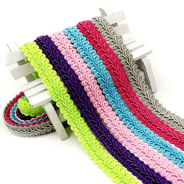 

5meter 12mm curve cotton lace trim centipede braided ribbon fabric handmade diy clothes sewing supplies craft accessories, Pink;blue