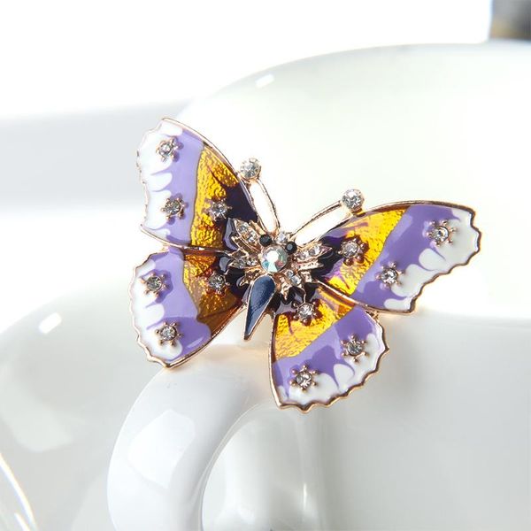 

1 pcs butterfly shape metal brooch women trendy rhinestone brooch pins jewelry fashion wedding party bijoux gift, Gray