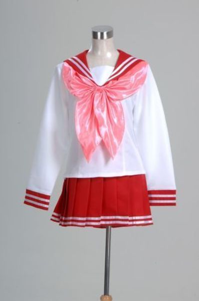 

красная летняя школьная форма lucky star girl косплей вечеринка костюм, Black;red