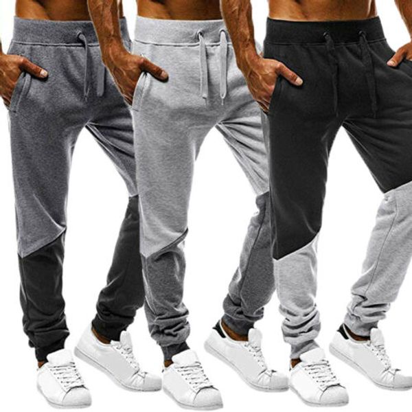 

new mens slim fit tracksuit bottoms skinny jogging pants causal trousers tracksuit fitness workout joggers gym sport sweatpants, Black