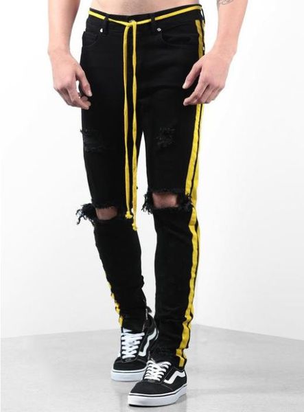 

мужские джинсы мужские проблемные zipper узкие джинсы мужчины hip hop брюки мужские дизайнерские hole качественную джинсовые брюки, Blue