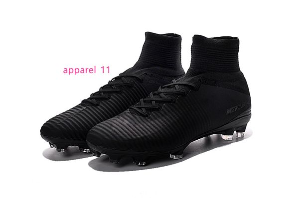

полный черный 100% оригинальные футбольные бутсы mercurial superfly v fg футбольные бутсы открытый мужские высокие лодыжки роналду футбольны