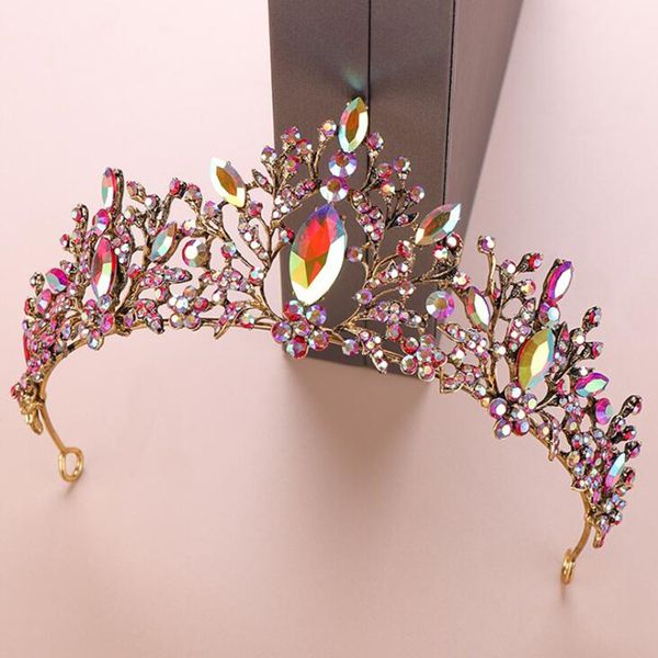 

diezi luxury gold bridal crown handmade tiara bride headband crystal wedding silver color diadem wedding hair accessories, White;golden