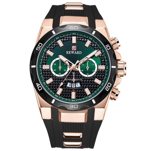 

reward rd63093m men's tape calendar waterproof quartz watch with case, Slivery;brown