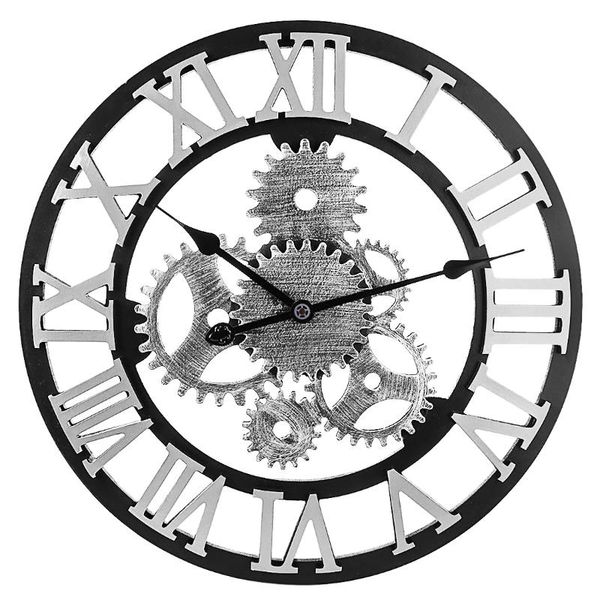 

50cm retro wall clock silent hanging clock watch for home living room decoration - silver roman numerals/golden roman numerals