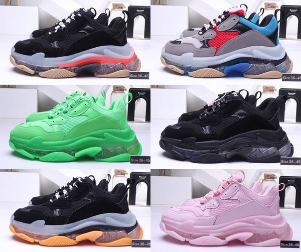 

new triple s designer shoes for mens fashion sneakers triple-s women luxury dad shoes vintage kanye old grandpa trainer, Black
