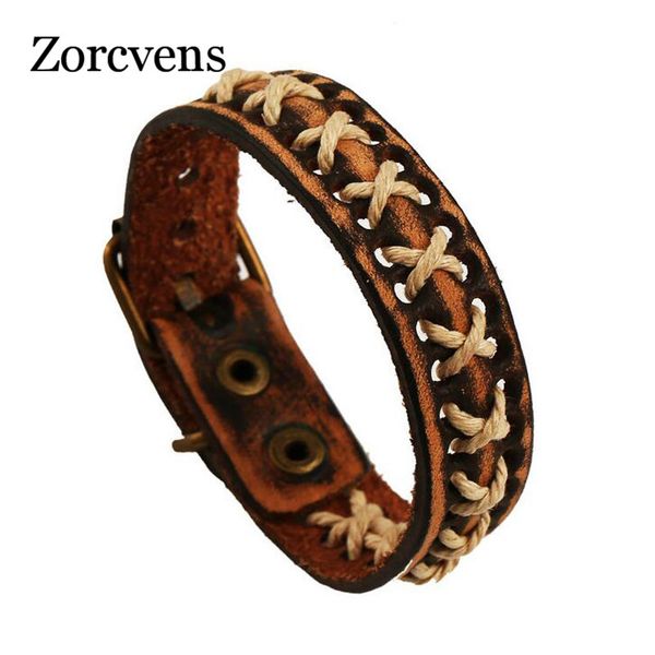 

zorcvens wrap braided genuine leather bracelets punk rock vintage charm bangles adjustable wedding jewelry, White