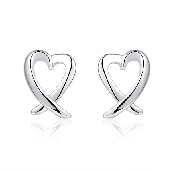 

heart-shaped silver simple earrings fashion trend ladies earrings simple love, Golden;silver