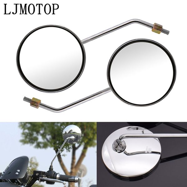 

round motorcycle rear view mirror silver 8mm 10mm rearview side mirror for xadv 750 x-11 cbr250r vfr 1200 st 1300