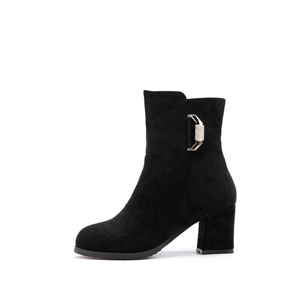 

new snow 31-43 size new round toe med winter boots women casual increased internal fashion warm shoes 319-9, Black