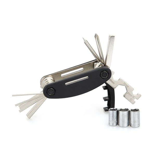 

bicycle repair tool cycling tire repair patches screwdriver /wrench set with mini air pump + cycling pouch bag