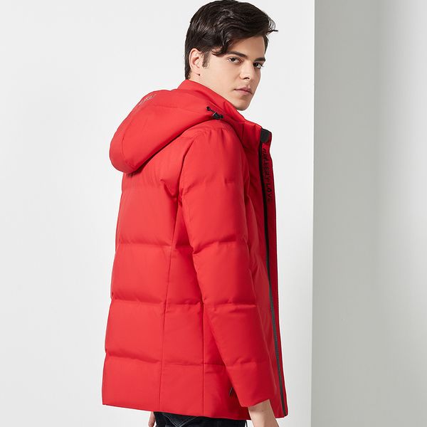 

plus-sized winter men's wear solid color overcoat casual short hooded down jacket men's outerwear 90% white duck down, Black