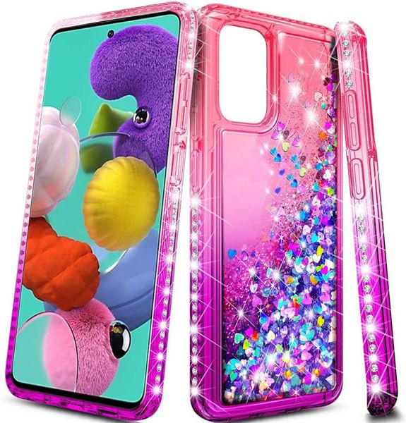 Para Samsung A51 caso luxuoso Líquido Quicksand Glitter Bling Soft Case TPU telefone para Samsung A71 A01 A11 A21 A31 A41