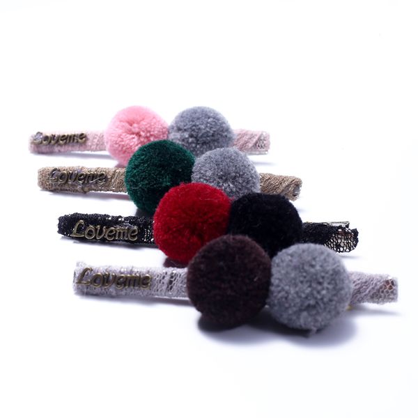 

baby hair clips for hair styling children kids pompom ball gripper aligator clip clamp pins lined women girls hairpins barrette