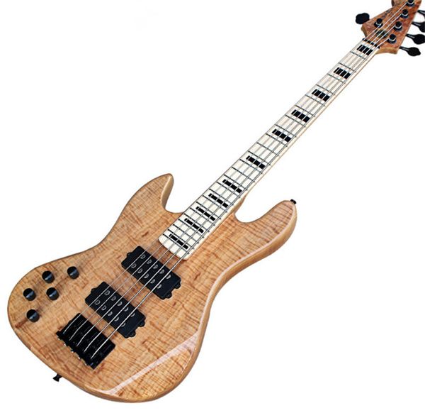 Factory Fend 5-string Left Hand ASH Body Bajo eléctrico con diapasón de arce, hardware negro, pastilla HH se puede personalizar.