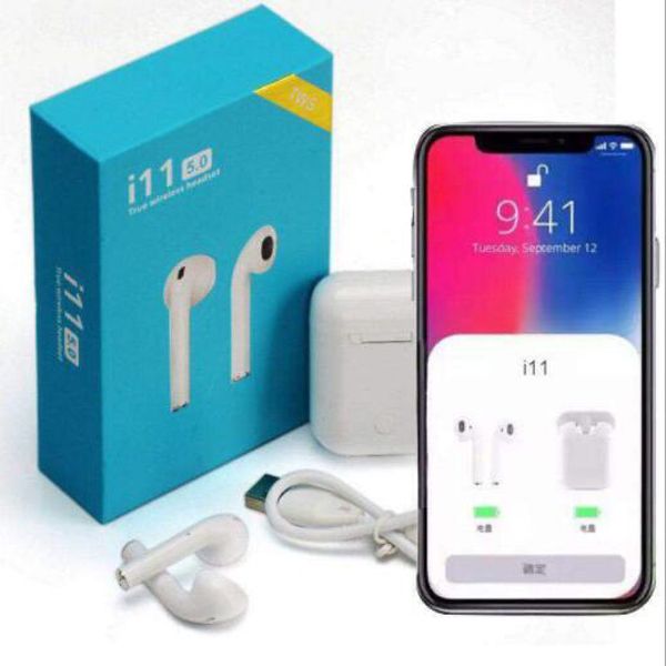 

i11 tws wireless bluetooth headphones earbuds with twins mini earbuds for i11 5.0 touch blue box