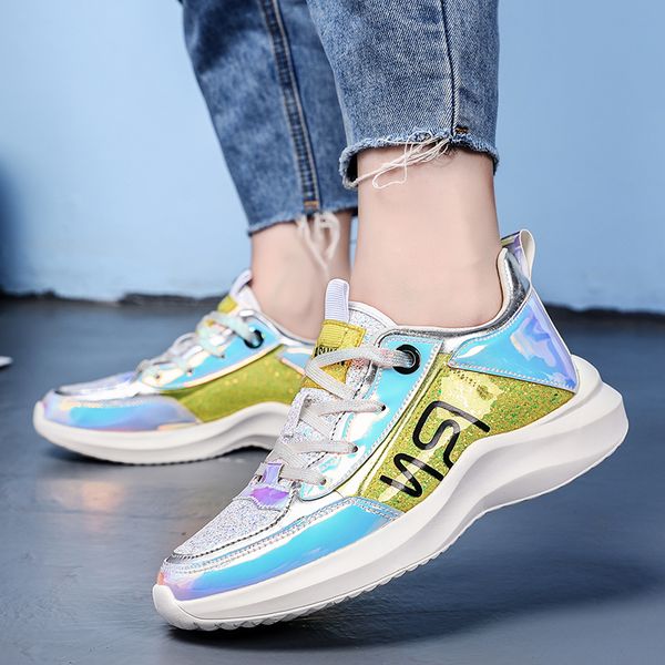 

new cool women sneakers orange gold shoes woman chunky sneakers fashion light shoes ladies platform footwear