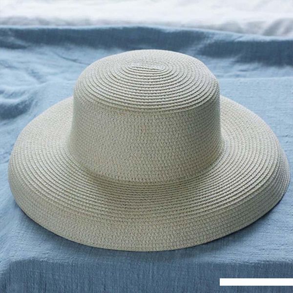 

women's retro wide-brimmed straw hat urban monochromatic sun hats travel banquet fedoras hats sale, Blue;gray