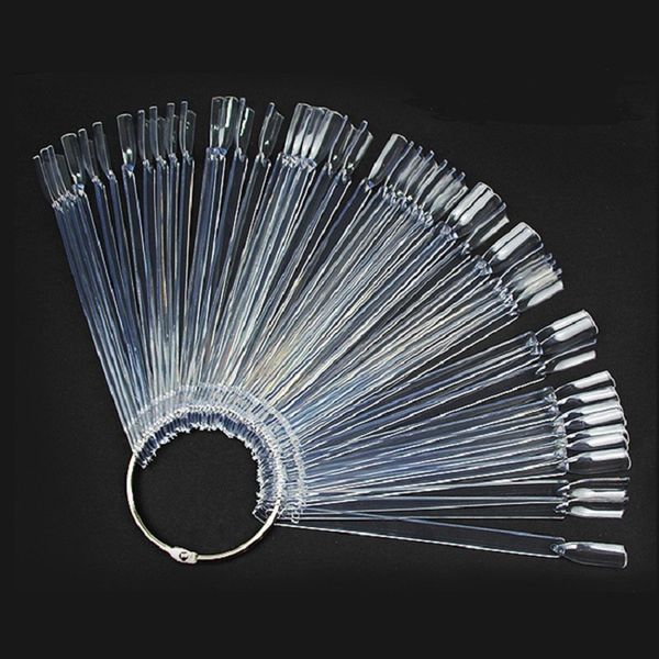 

clear fake nail full cover plastic false nail transparent sticks art display for salons art diy, Red;gold
