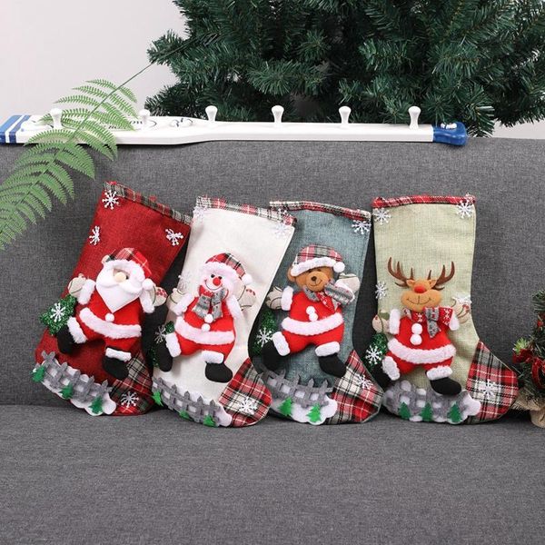 

новогоднее украшение пледа санта-клаус носки рождественской елки украшение чулки снежинка elk подарки хранение носок конфета чулок bh2613 та