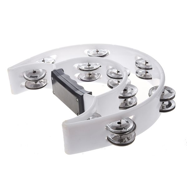 

new singer tambourine percussion drum grip handle-32 jingles half moon