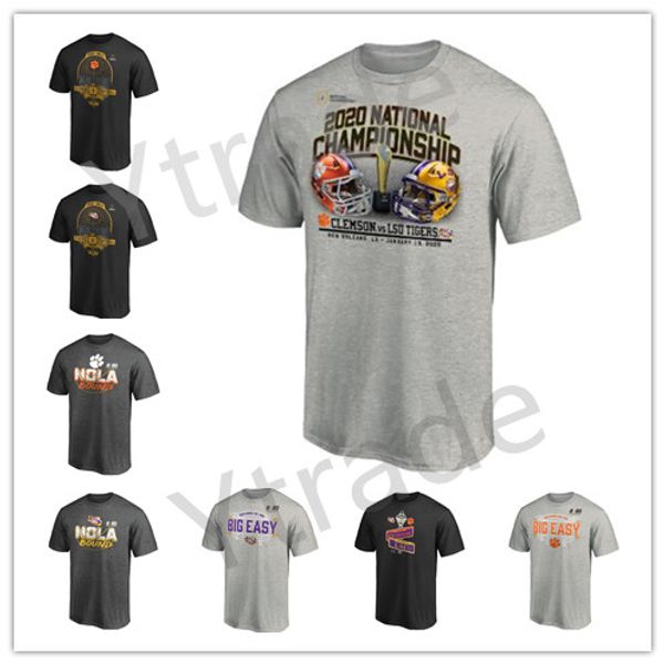 

2020 men's fashion lsu tigers clemson tigers college wear football national championship ncaa branded t-shirts for fans printed logos, Black;red