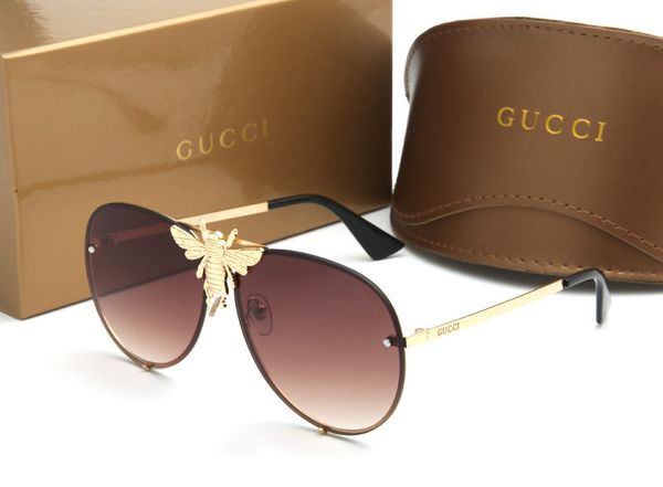 

brand sunglasses for women 2238 italy classic summer fashion style metal rimless frame eye glasses bee shade glasses, White;black