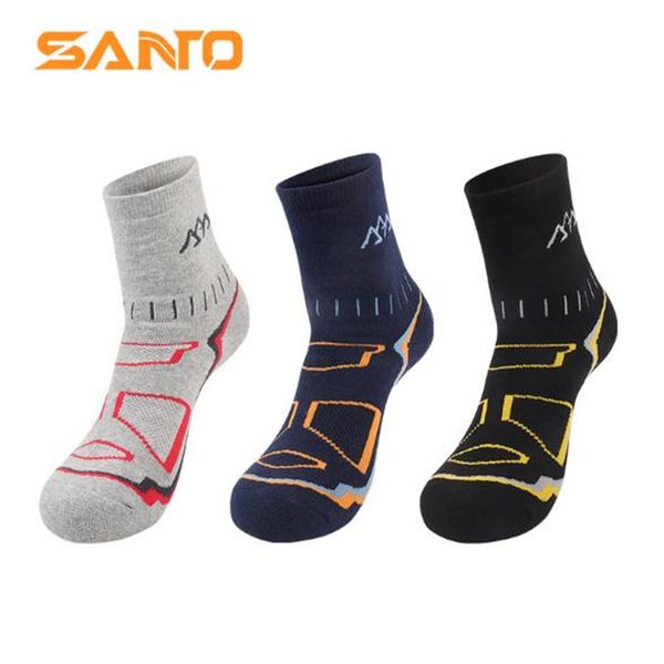 

men sports socks (3 pairs/lot) santo/s016 cotton quick dry warm male socks outdoor climbing hiking, Black