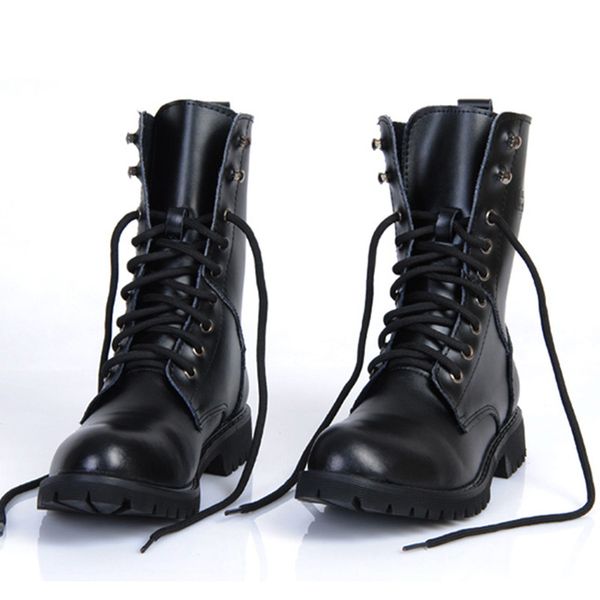 

genuine leather men military boots men's motorcycle riding hunting casual walking shoes designer desert botas hombre black