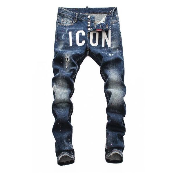 

brand new mens jeans distressed ripped biker jeans slim fit motorcycle biker denim jeans 2020 fashion designer pants#5217, Blue