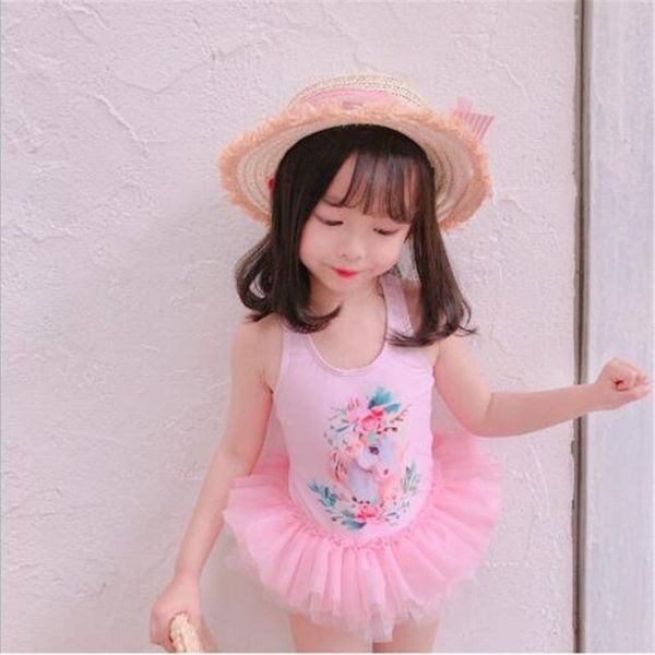 

mesh one-piece children swimsuit middle and small children princess bikini spring swimsuit 5-10 age