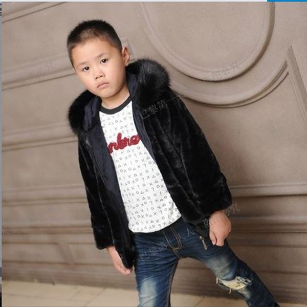 

furry winter baby boys faux fur fleece coat children kids black warm jacket xmas snowsuit baby outerwear children clothes f4, Blue;gray