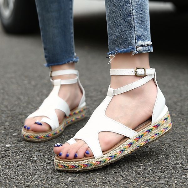 

gladiator sandals women 2019 summer new simple roman shoes woman sandals flat with buckle women sapato feminino, Black