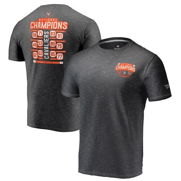 

virginia cavaliers fanatics branded 2019 ncaa men's basketball national champions courtside t-shirt orange nave college outwear shirts, Black