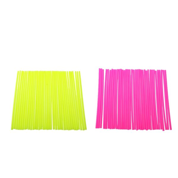 

72 pieces universal motocross wheel rim spoke wraps skins cover pink+yellow
