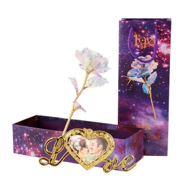 

24k gold plated artificial rose flower with p frame base unique gifts for valentine's day thanksgiving mother's day