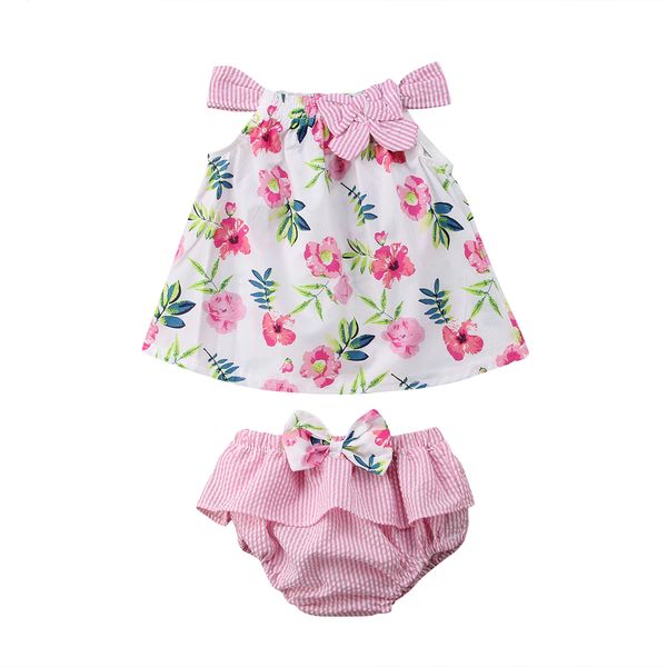 

2pcs новорожденных дети девушка рукава топы и шорты брюки цветочных нижнее одежда мода сладкая прекрасная летняя печать мило ch, White