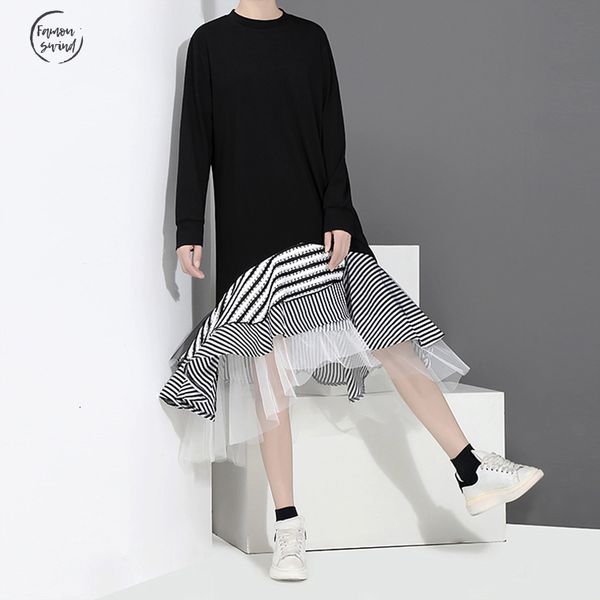 

новые женщины черное платье с длинным рукавом лоскутная оборками hem украина стильная женщина труба смазливая midi повседневный сыпучие 2048, Black;gray