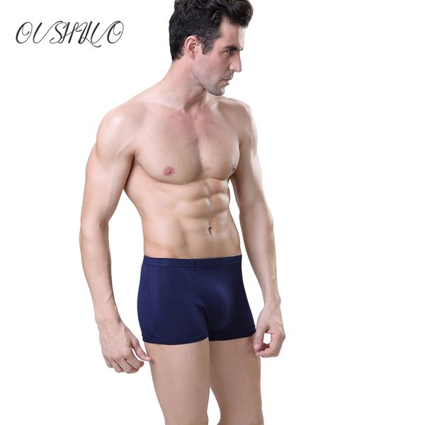 

oushiluo 2019 shorts mens 1pcs underwear soft boxers cotton boxer men solid boxer shorts plus size boxers mens underwear, Black;white