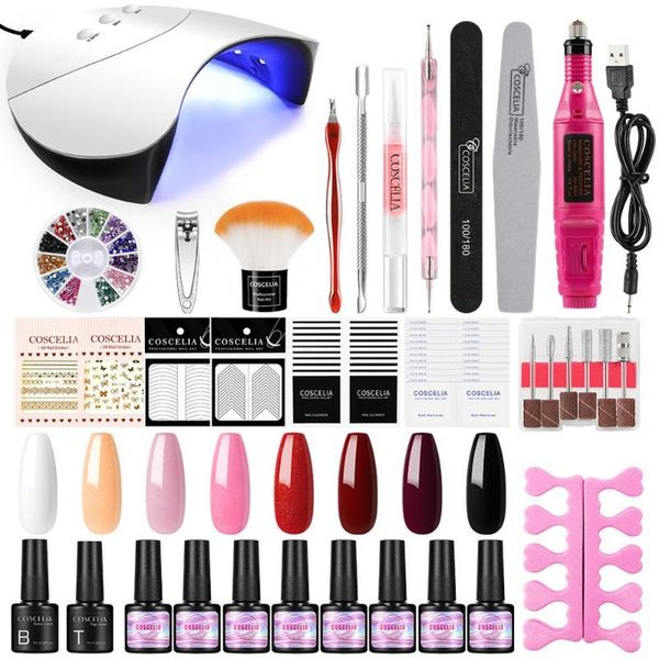 

coscelia nail gel polish soak off varnish manicure set of nail drill machine tool kit art decorations all for manicure kits