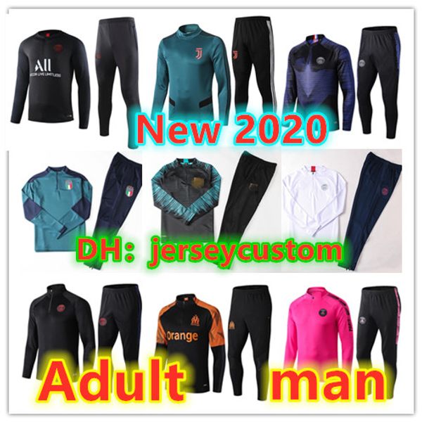 

New p g 2020 men football training track uit real madrid occer training uit p g mbappe urvetement de foot chandal football jogging, Black;red