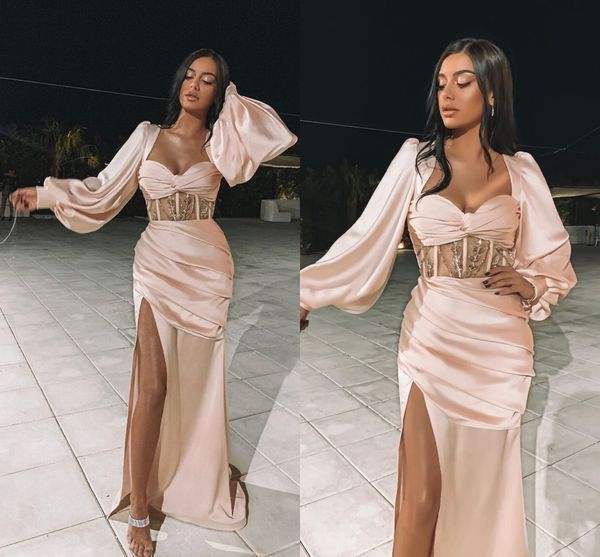 

New Arrival Sexy Split Mermaid Evening Dresses Elegant Long Sleeve Prom Dress Evening Gowns robes de soirée vestidos de fiesta