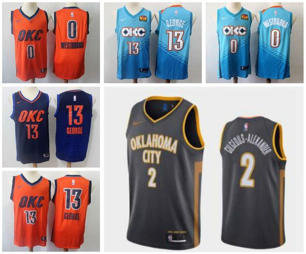 

city edition 2 shai gilgeous-alexander oklahoma city thunder jersey 0 russell westbrook paul george 13 basketball jerseys, Black;red