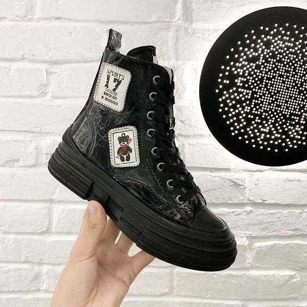 

light women's vulcanize shoes winter high-boots reflective shoes women sport outdoor leisure sneakers e14-94, Black