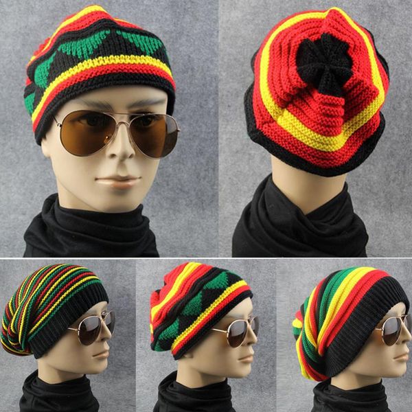 

new hip hop multi-colour striped cap ladies skuilles beanie 2018 winter rasta reggae hats bob jamaican hats for men caps gorro, Blue;gray