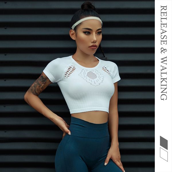 

rw hollow с короткого рукавом exposed navel летом tight гибкой лето thin фитнес футболка рубашка топы дышащего gym sexy hip up, Black;blue