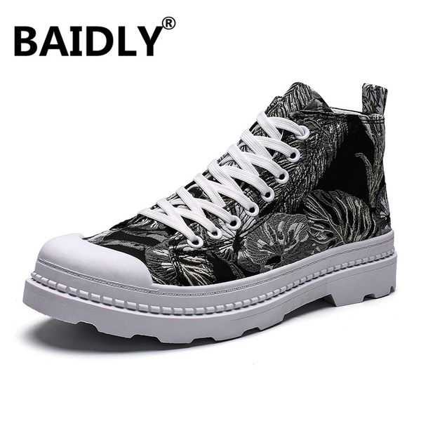 

men boots outdoor fashion canvas high shoes men casual shoes ankle boots zapatos de hombre, Black