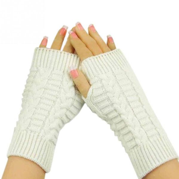 

size fashion stylish winter hand arm crochet knitting wool mitten fingerless gloves 8 colors, Blue;gray